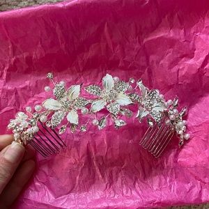 Floral & Bling Wedding Hair Piece